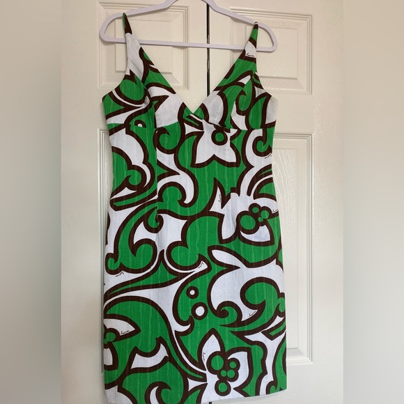 Very chic 💥🌹🔥🔥Milly of NY green geometric sheath dress - Picture 7 of 14